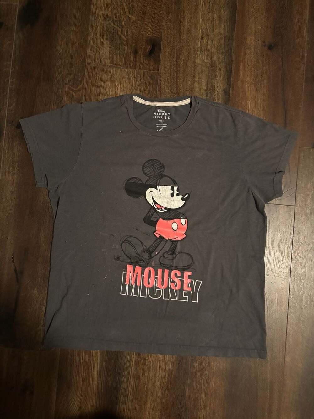 Disney Mickey Mouse T-Shirt Size 44 Gray Graphic Tee